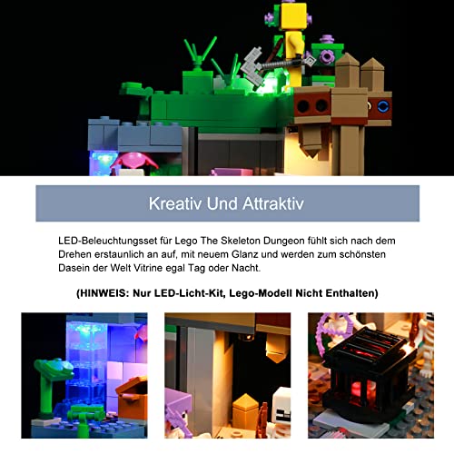 BrickBling Juego de luces LED para Lego 21189 Minecraft de la mazmorra de esqueleto (no incluye modelo de Lego, solo iluminación), juego de iluminación DIY para Lego