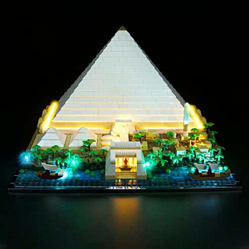 BrickBling Juego de luces LED para pirámide de Lego Cheops (sin juego de Lego, solo luces), juego de iluminación LED para Lego 21058 Architecture Great Pyramid of Giza, decoración para casa y oficina,