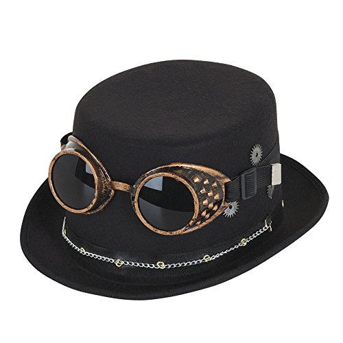 Bristol Novelty BH673 Disfraz de sombrero steampunk | 1 pieza | Negro | Talla única para edades de 14 años Top gafas y equipos, para hombre