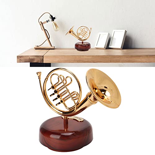 Buachois Modelo de Trompa Francesa, Diseño Clásico en Miniatura Castillo en El Cielo Caja de Música de Trompa Francesa para La Decoración del Escritorio del Hogar