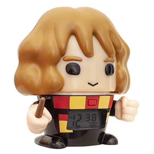 BulbBotz Harry Potter 2021913 Hermione Granger - Reloj despertador con luz nocturna para niños con sonido caracterizado | negro/marrón | plástico | 5.5 pulgadas de alto | pantalla LCD | niño niña |