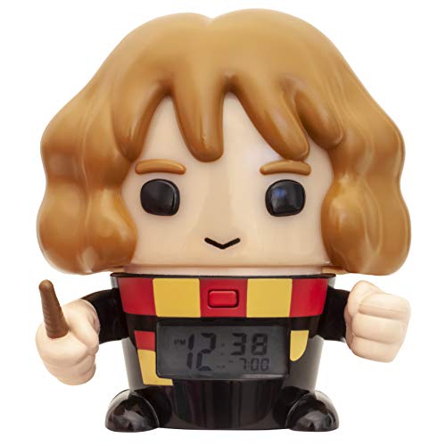 BulbBotz Harry Potter 2021913 Hermione Granger - Reloj despertador con luz nocturna para niños con sonido caracterizado | negro/marrón | plástico | 5.5 pulgadas de alto | pantalla LCD | niño niña |