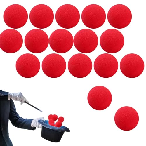 Bull Tiger Prestige Gamrong - Juego de 16 bolas de esponja rojas como accesorios mágicos, 4,5 cm/1,77 pulgadas, esponja roja suave, Softball Magic Street Classic Comedy Trick