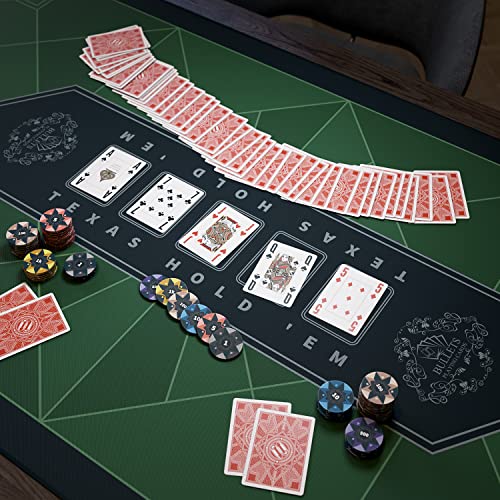 Bullets Playing Cards Paulie Design Texas Holdem - Alfombrilla para mesa de póquer (140 x 75 cm), color verde