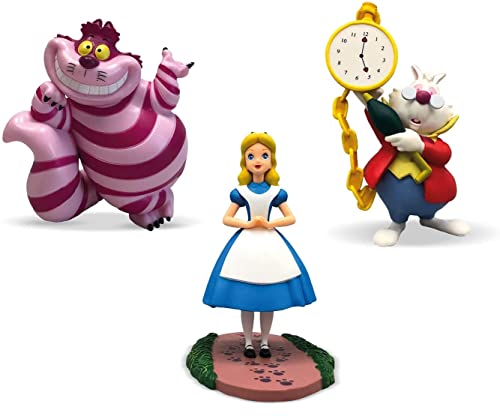 Bullyworld Alicia im Wunderland - Juego de figuras de juguete con Alicia, gato sonrisa y conejo blanco