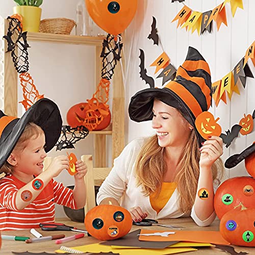 Byhoo Pegatinas de Halloween para niños, 1000 Piezas Halloween Pumpkin Bat Spider Stickers Roll, 16 Colores y diseños Vibrantes, Sellos de sobre para Decoraciones de Fiesta de Halloween