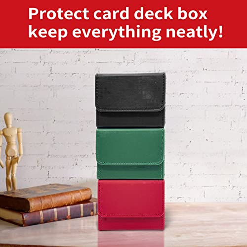 Caja de 3 piezas para cartas, caja de cartas coleccionables para más de 100 tarjetas, protector de cartas, caja de almacenamiento, caja de cartas compatible con MTG TCG (negro, rojo, verde)