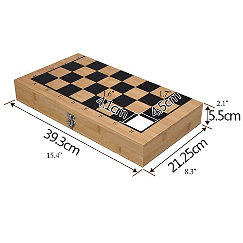 Caja de almacenamiento de madera 2 en 1 Caja de ajedrez Tablero de ajedrez de bambú Estuche de almacenamiento de piezas de ajedrez hecho a mano para niños adultos, 9 cm / 3,5 pulgadas Juegos de a