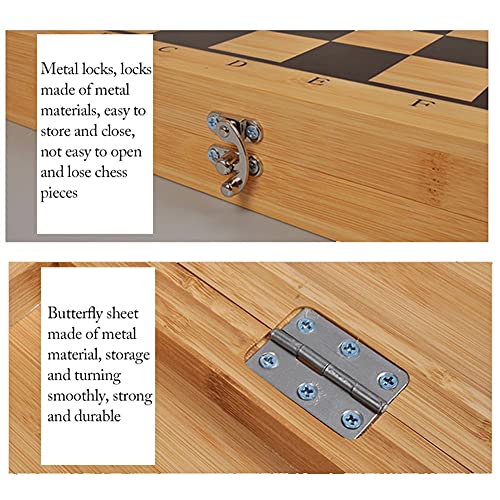 Caja de almacenamiento de madera 2 en 1 Caja de ajedrez Tablero de ajedrez de bambú Estuche de almacenamiento de piezas de ajedrez hecho a mano para niños adultos, 9 cm / 3,5 pulgadas Juegos de a