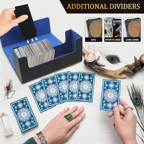 Caja de baraja para cartas Magic the Gathering, caja de cartas coleccionables para 1000+ cartas/36 piezas 35PT Fundas Magnéticas Tarjetero con 4 divisores, caja de tarjetas magnética(Negro Azul)