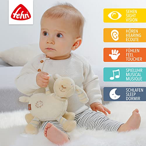 Caja de música Fehn para ayudar a dormir oveja - peluche con melodía para ayudar a dormir "Buenas tardes buenas noches" - juguete para llevar y para casa - juguete musical para bebés y niños pequeños