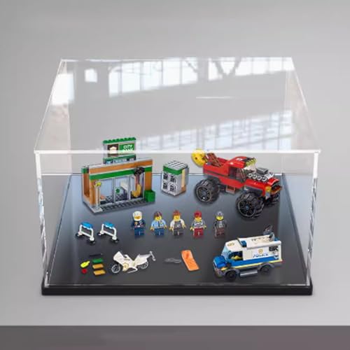 Caja expositora acrílica compatible con el modelo Lego 60245 Giant Wheel Buggy Heist, protectora, a prueba de polvo, modelo de regalo, vitrina transparente (solo caja de exhibición) (base negra)
