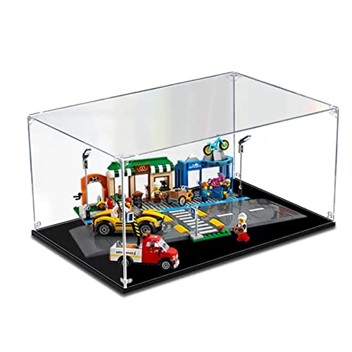 Caja expositora lego acrílico compatible con LEGO 60306 Shopping Street, caja de exhibición transparente a prueba de polvo (sin modelo de bloque de construcción) (2 mm)