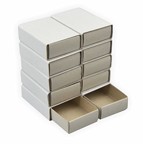 Cajas de cerillas en blanco, 10 unidades, aprox. 5 x 3,5 x 1,1 cm, color blanco, perfecto para manualidades