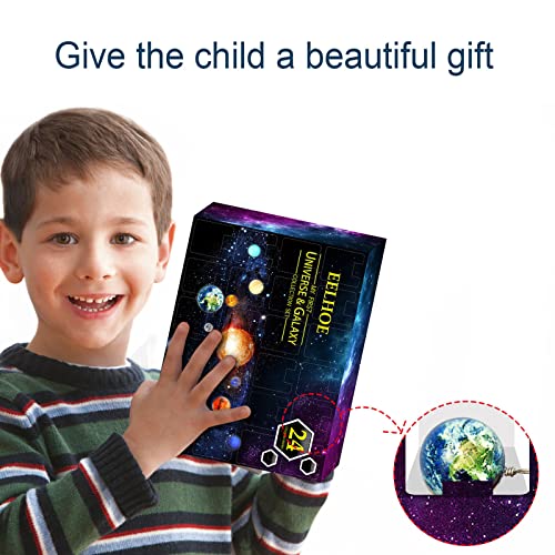 Calendario de Adviento de Navidad, universo galaxia mágica, caja de regalo sorpresa cósmica para niños y adultos, llavero de planetas de cristal pequeños para niñas, niños y adultos, ideal para regalo