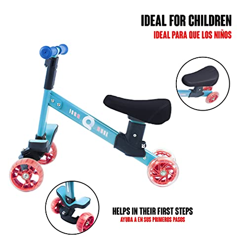 Calma Dragon Triciclo GDKWP02, Bicicleta sin Pedales para Niños, Correpasillos para Bebes, Bici para niños con Sillín Regulable, Ruedas con Luces Led (Azul)