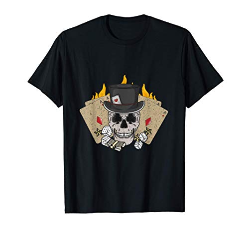 Camisa del cráneo del póker para los hombres tarjeta que jue Camiseta