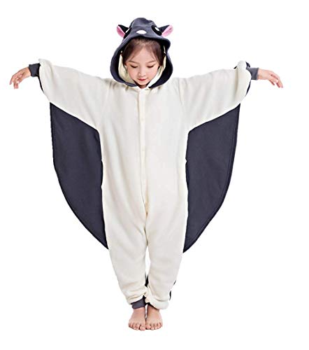CANASOUR Polyster - Pijama unisex para niños, disfraz de ardilla voladora, disfraz de anime, mameluco de una pieza para niñas y niños de 10 a 12 años (10 (125#), gris ardilla voladora)