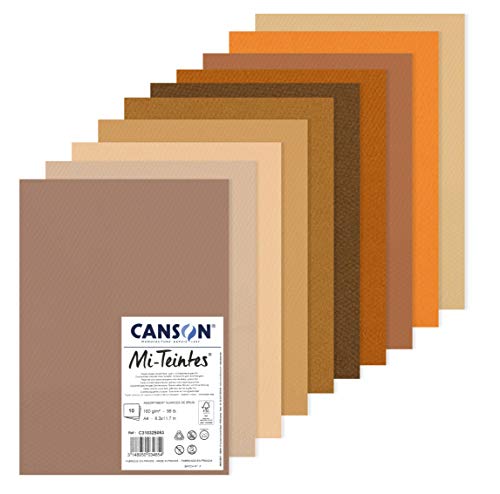 Canson Mi-Teintes Pack A3 10H 60% Abeja 160g Colores Pastel & C31032S053 Mi-Teintes 60% Abeja 160g Pack A4 10H Tonos Tierra