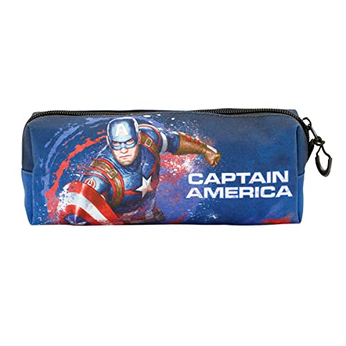 Capitán América Full-Estuche Portatodo Cuadrado FAN, Azul, 21 x 8 cm