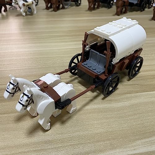 Carruaje medieval bloques de construcción, carros medievales personalizados carros chariot minifiguras soldados armas accesorios bloques de sujeción compatibles con Lego (69 piezas)