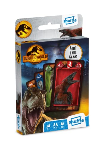 Cartamundi Jurassic World Card Game para niños - Broche 4 en 1, Pares, familias Felices y Juego de acción, guía de Juego incluida, Gran Regalo para niños a Partir de 4 años