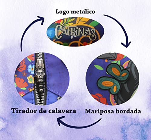 Catrinas-Bolso Bandolera, Matilda, Calaveras, Color azul, Talla única, Producto oficial (CyP Brands)