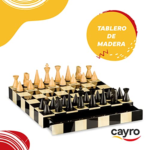 Cayro - Ajedrez - + 14 Años - Modelo Elegante - Juego Clásico de Mesa para Niños y Adultos - Tablero de Madera con Cajón Deslizante - para 2 Jugadores