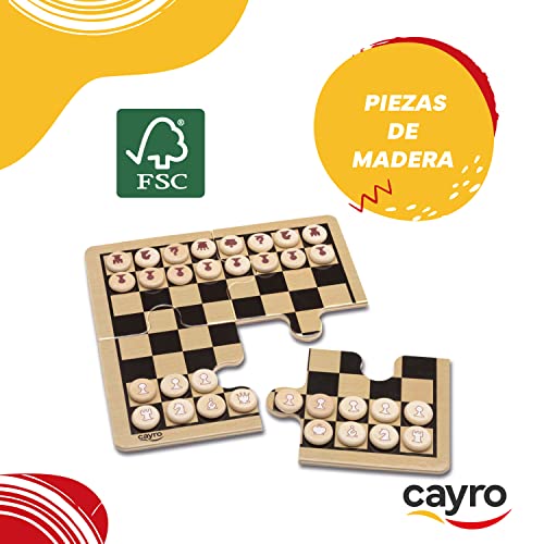 Cayro - Ajedrez - + 5 Años - Caja Metálica - Triple Juego Educativo de Mesa de Niños y Adultos - Tablero de 12 x 19,5 x 5 cm - Ideal para 2 Jugadores