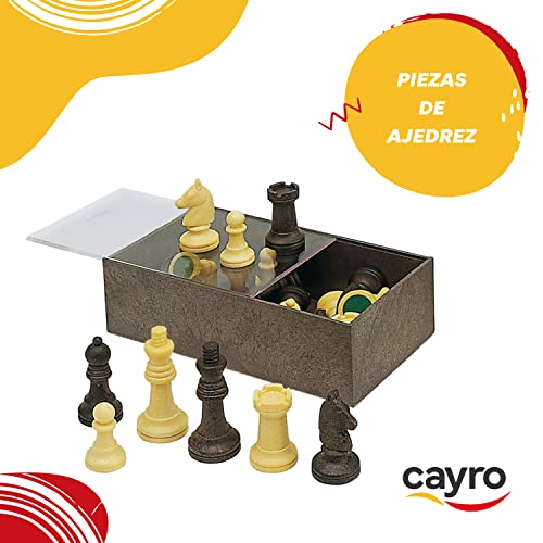 Cayro - Fichas para Ajedrez - + 7 Años - Caja de Plástico - Juegos Clásicos de Mesa - para Niños y Adultos - 32 Piezas en 2 Colores - para 2 Jugadores