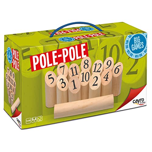Cayro - Pole Pole - Modelo con Tamaño Grande - + 5 - Juegos de Mesa para Niños y Adultos - Bolos Finlandeses de Madera - Ideal para más de 2 Jugadores