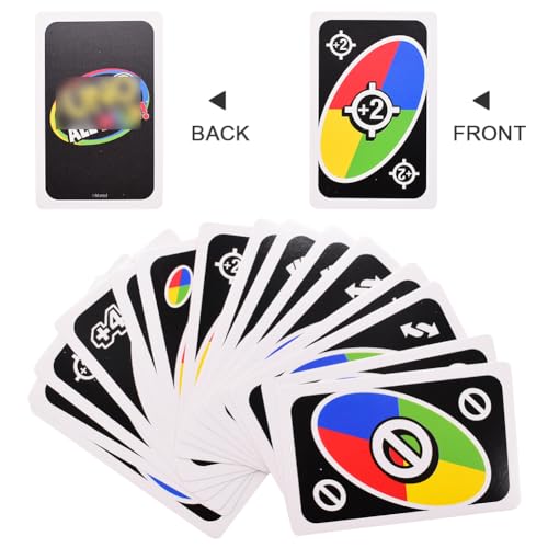 CBOSNF 2pcs Wild U-NO Card Game Baraja Multicolor Juego de Cartas U-NO Dare para niños y Adultos con imágenes y Regla de 2 a 10 Jugadores Juego de Cartas Familiar