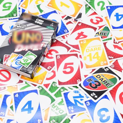 CBOSNF 2pcs Wild U-NO Card Game Baraja Multicolor Juego de Cartas U-NO Dare para niños y Adultos con imágenes y Regla de 2 a 10 Jugadores Juego de Cartas Familiar