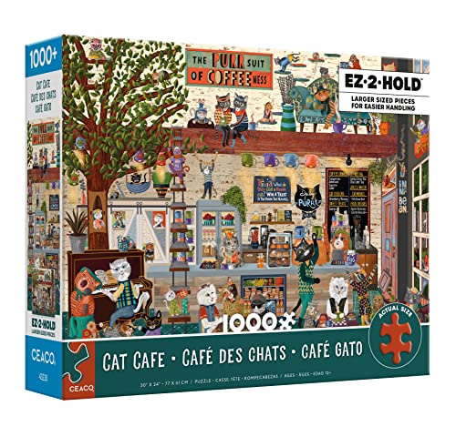 Ceaco - Cindy Jackson - Cat Café - Rompecabezas de 1000 piezas de gran tamaño