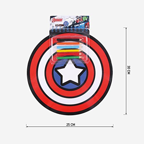 CERDÁ LIFE'S LITTLE MOMENTS - Cuaderno de Dibujo para Colorear de Capitan America Incluye 6 Lápices de Colores y 15 Pegatinas | Regalo Original para Peques - Licencia Oficial Marvel
