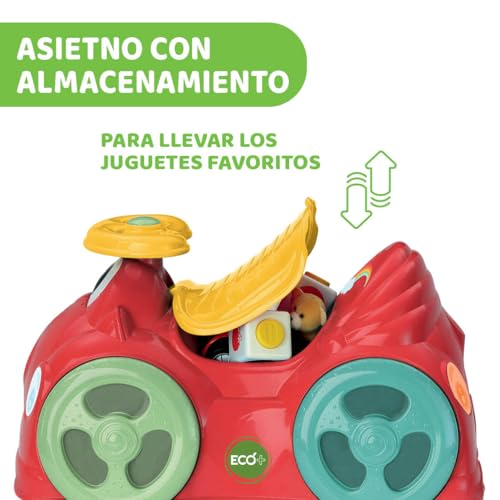 Chicco All Around, Eco+ Rojo, Correpasillos para Niños 1 a 3 Años (Máx. 20 kg), Fabricado en Italia, 75 % Plástico Reciclado, Ruedas Giratorias, Claxon Mecánico, Almacenamiento, Pegatinas Incluidas