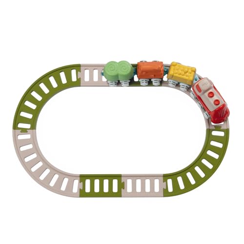 Chicco Set Tren Eco+ para Niños, Juego Tren Infantil Completo, 18 Piezas, Locomotora, Vagones, con Enclavamiento, 2 Configuraciones, Fabricado en Italia, 80% Plástico Reciclado, Niños 18 Meses-3 Años
