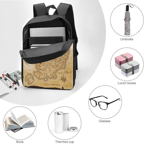 CHIPEL Mochila escolar impresa en 3D con mapa del tesoro, mochilas para niños, mochila fresca impresa en 3D para niños de primaria y secundaria