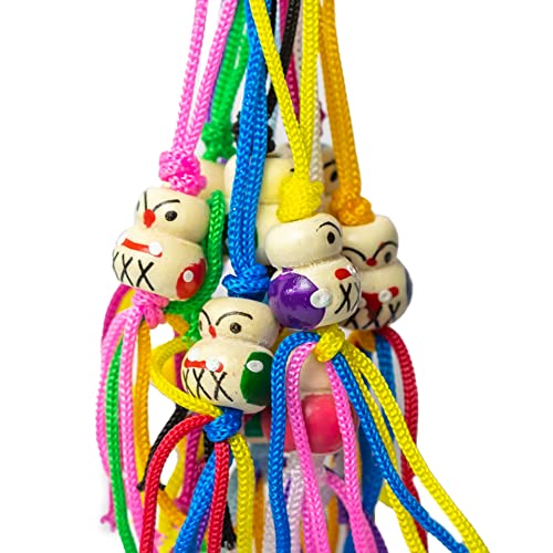CHOUSE - Chinitos de la Suerte [10 Unidades, 10 Colores de Cordel] Auténticos Amuletos de Madera de los Años 80 y 90 - Incluye Bolsa de Arpillera