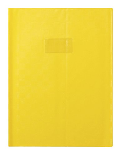 Clairefontaine ES Calligraphe (gamme scolaire Clairefontaine) 71304AMZC - Un protège-cahier grain madras 24x32 cm 22/100ème avec porte-étiquette et marque-pages, en PVC (plastique) opaque, Jaune