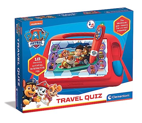 Clementoni - 16335 - Travel Quiz Paw Patrol - Educational Toys, Quiz Game For Kids with Electronic Pen, Learning Toys 4 Years, Multilingual, Made In Italy