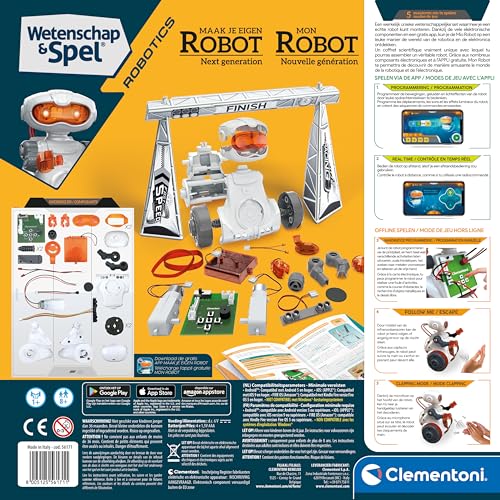 Clementoni - 56171 - Ciencia & Juego - Robot Mio - Robot De Juguete (Lengua Francesa, Lengua Holandesa), programable, Robot Interactivo, Voz, robótica, Juegos educativos 8 años