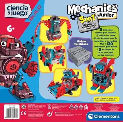 Clementoni- Mechanics Junior-Robots Construcciones niños, Multicolor, Talla única (55473), versión en español