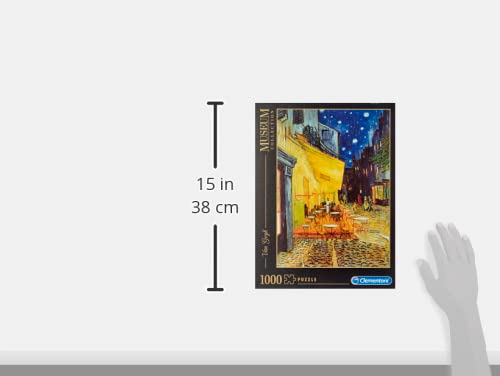 Clementoni - Puzzle adulto 1000 piezas Cuadro "Café de noche en exterior" de Van Gogh, Colección Museos (31470)
