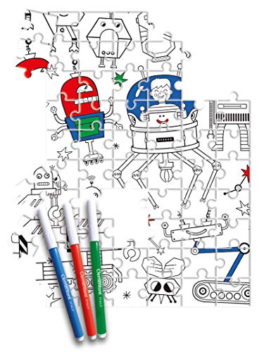 Clementoni - Puzzle infantil 60 Piezas Robots para colorear, doble cara, puzzle infantil para pintar , a partir de 5 años ( 26061 )
