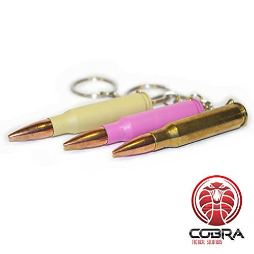 Cobra Tactical Solutions Llavero Real Elegante del latón del Cartucho de Bala de la munición del Tiro .308 .223 5.7 45ACP 7.62x39mm (.308, Brass)