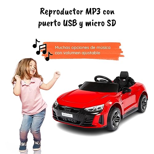 Coche electrico para niños Audi RS Etron de Babycar - Coche electrico niño 12v con Licencia Oficial y Mando a Distancia 2,4 GHz Apertura de Puertas con MP3 (Rojo)