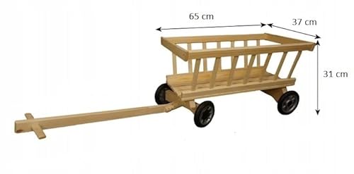 COIL Carro de escalera, carrito de mano, cochecito de juguete, hecho a mano, de madera, carro de madera, decoración de jardín, ruedas delanteras giratorias, autoensamblaje (pequeño)