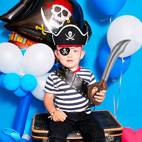 COLOFALLA 12pcs Sombrero y Parche Pirata Espada Inflable Accesorios Disfraz Pirata Niños para Fiesta Pirata Carnaval Infantiles Cumpleaños