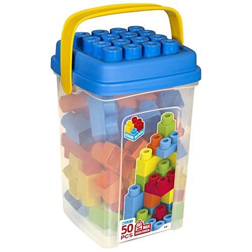 ColorBaby - Piezas construccion niños, 50 Bloques maxi, Cubos apilables bebe, Ladrillos de juguete, Mega bloques Juego construccion, Juguetes bebe, Cubo ladrillos construccion niños (49280)